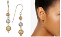 Macy's Tri-Color Textured Ball Triple Drop Earrings in 10k Yellow, White and Rose Gold